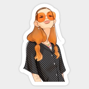 Girl with glasses portrait Sticker